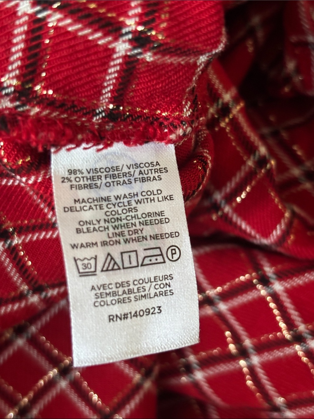 LOFT Flowy Red Plaid Blouse Workwear Large - Picture 7 of 8